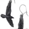 Best Pirce 🛒 ALCHEMY GOTHIC All Black Raven | EARRINGS` ✔️