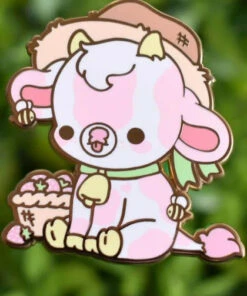 Coupon 👍 BRIGHT BAT DESIGNS Kawaii Shortcake The Strawberry Cow | ENAMEL PIN ⭐