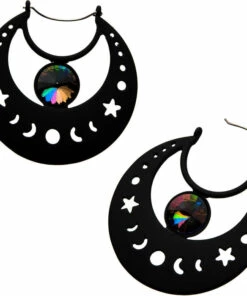 Discount 🔔 BODYVIBE The Moon Moon Phase Gem | PLUG HOOP EARRINGS 🧨