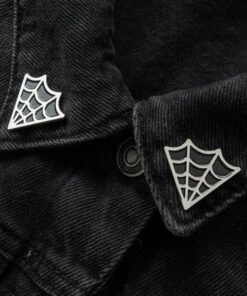 Promo 💯 ECTOGASM Mens Accessories Cobweb [Black/Silver] | COLLAR POINT PIN SET 😀