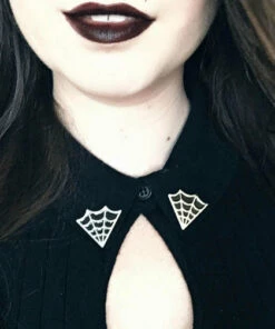 Promo 💯 ECTOGASM Mens Accessories Cobweb [Black/Silver] | COLLAR POINT PIN SET 😀 -Halloween Item Store ectogasm cobweb black silver collar point pin set 3 e8e2b567 216d 4603 899c 29884b25beac 700x700