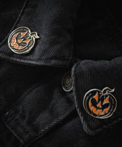 Hot Sale ⌛ ECTOGASM ⭐ Halloween Jack-O-Lantern [Silver & Black] | COLLAR PIN SET ⭐