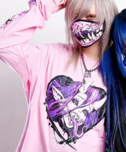 Brand new 😍 INVASION CLUB Anime & Manga Girls And Gore [Pink] | F*CK CORONA MASK 👍