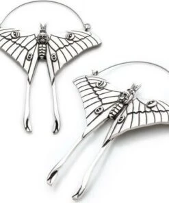 New 🥰 BODYVIBE All Luna Death Moth [Silver] | PLUG HOOP EARRINGS ⭐