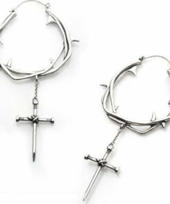 Cheapest ⌛ BODYVIBE All Twisted Thorn Cross | PLUG HOOP EARRINGS ⌛