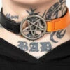 Promo ⌛ KILLSTAR Fetish Penta Half [Black/Orange] | CHOKER 🎉 -Halloween Item Store killstar penta half black orange choker 2 700x700