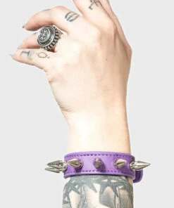 New 🧨 KILLSTAR Punky Colour Stay Away Spike [Purple] | BRACELET ✔️ -Halloween Item Store killstar stay away spike purple bracelet 3 700x700