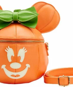 Discount β€οΈ LOUNGEFLY Disney: Minnie Pumpkin Glow Face | CROSSBODY BAG π
