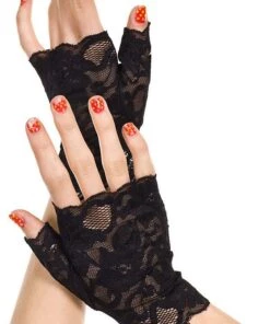 Outlet ✔️ MUSIC LEGS All Black Lace | FINGERLESS GLOVES ⌛