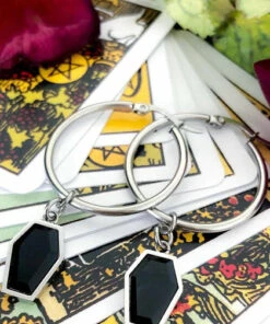 Cheap ⭐ MYSTICUM LUNA New Crypt Black Coffin | HOOP EARRINGS ⭐