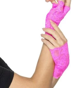 Outlet 🔥 MISCELLANEOUS All Neon Pink 80s | FINGERLESS LACE GLOVES 👏