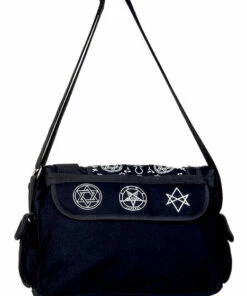Best reviews of ✔️ BANNED ALTERNATIVE Mens Accessories Pentagram | MESSENGER BAG ✨ -Halloween Item Store pentagram black messenger bag 700x700