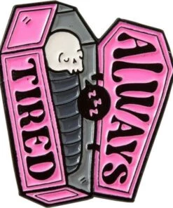 Best deal ✔️ PUNKY PINS Skulls Always Tired Coffin | ENAMEL PIN ✨