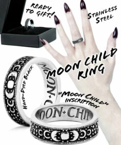 Cheapest ✔️ ROGUE AND WOLF The Moon Moon Child [Blackened Steel] | RING 🧨 -Halloween Item Store rogue and wolf moon child blackened steel ring 10 61581a70 df23 4025 919b ed6424c471cc 700x700