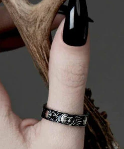 Buy 🎉 ROGUE AND WOLF The Moon Sun And Moon [Blackened Steel] | RING 🎉