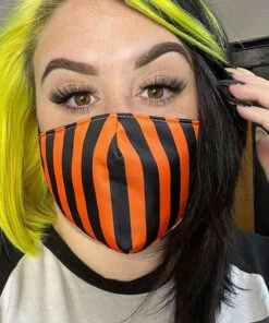 Best reviews of ✨ SOURPUSS Halloween Stripes [Black & Orange] | FACE MASK* ❤️